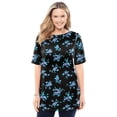 thumbnail image 1 of Woman Within Plus Size Perfect Printed Short-Sleeve Boatneck Tunic, 1 of 6