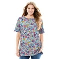 thumbnail image 1 of Woman Within Plus Size Perfect Printed Short-Sleeve Boatneck Tunic, 1 of 6