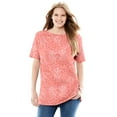 thumbnail image 1 of Woman Within Plus Size Perfect Printed Short-Sleeve Boatneck Tunic, 1 of 6