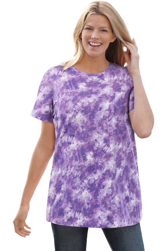 Plus Size Perfect Printed Short-Sleeve Crewneck Tee