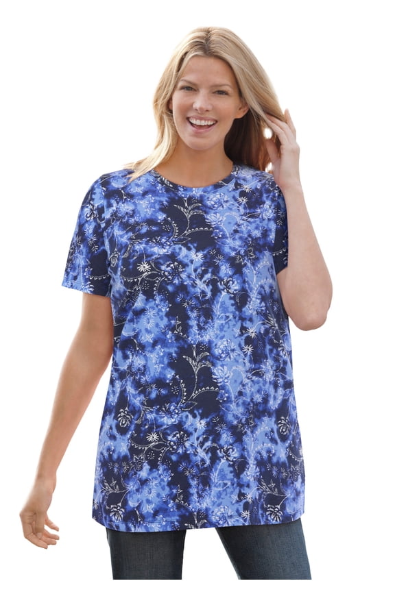 Plus Size Perfect Printed Short-Sleeve Crewneck Tee