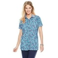 thumbnail image 1 of Woman Within Plus Size Perfect Printed Short-Sleeve Polo Shirt, 1 of 6
