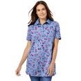 thumbnail image 1 of Woman Within Plus Size Perfect Printed Short-Sleeve Polo Shirt, 1 of 6