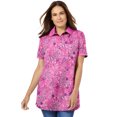 thumbnail image 1 of Woman Within Plus Size Perfect Printed Short-Sleeve Polo Shirt, 1 of 5