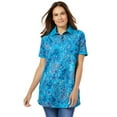 thumbnail image 1 of Woman Within Plus Size Perfect Printed Short-Sleeve Polo Shirt, 1 of 6