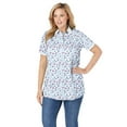 thumbnail image 1 of Woman Within Plus Size Perfect Printed Short-Sleeve Polo Shirt, 1 of 5