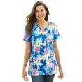 thumbnail image 1 of Woman Within Plus Size Perfect Printed Short-Sleeve V-Neck Tee, 1 of 6