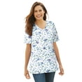 thumbnail image 1 of Woman Within Plus Size Perfect Printed Short-Sleeve V-Neck Tee, 1 of 6