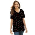 thumbnail image 1 of Woman Within Plus Size Perfect Printed Short-Sleeve V-Neck Tee, 1 of 6
