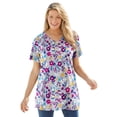 thumbnail image 1 of Woman Within Plus Size Perfect Printed Short-Sleeve V-Neck Tunic, 1 of 6