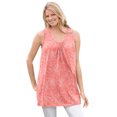 thumbnail image 1 of Woman Within Plus Size Perfect Printed Sleeveless Shirred V-Neck Tunic, 1 of 5