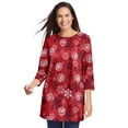thumbnail image 1 of Woman Within Plus Size Perfect Printed Three-Quarter Sleeve Crewneck Tunic, 1 of 3