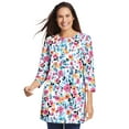 thumbnail image 1 of Woman Within Plus Size Perfect Printed Three-Quarter Sleeve Crewneck Tunic, 1 of 3