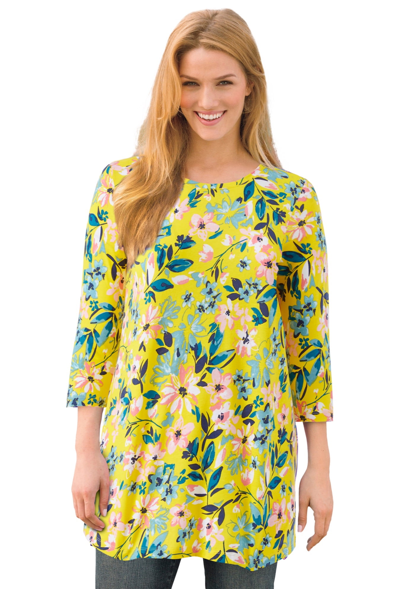 Slimsation Women's Tummy Control Top - 3/4 Sleeve Scoop Neck Tunic Shirt - View #11