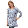 thumbnail image 1 of Woman Within Plus Size Perfect Printed Three-Quarter-Sleeve Scoopneck Tunic, 1 of 6