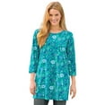 thumbnail image 1 of Woman Within Plus Size Perfect Printed Three-Quarter-Sleeve Scoopneck Tunic, 1 of 5