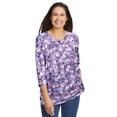 thumbnail image 1 of Woman Within Plus Size Perfect Printed Three-Quarter Sleeve V-Neck Tee, 1 of 6