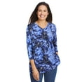 thumbnail image 1 of Woman Within Plus Size Perfect Printed Three-Quarter Sleeve V-Neck Tee, 1 of 6