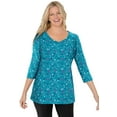 thumbnail image 1 of Woman Within Plus Size Perfect Printed Three-Quarter Sleeve V-Neck Tee, 1 of 5