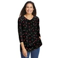 thumbnail image 1 of Woman Within Plus Size Perfect Printed Three-Quarter Sleeve V-Neck Tee, 1 of 6