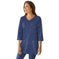 thumbnail image 1 of Woman Within Plus Size Perfect Printed Three-Quarter-Sleeve V-Neck Tunic, 1 of 6