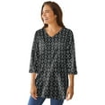 thumbnail image 1 of Woman Within Plus Size Perfect Printed Three-Quarter-Sleeve V-Neck Tunic, 1 of 6