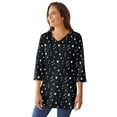 thumbnail image 1 of Woman Within Plus Size Perfect Printed Three-Quarter-Sleeve V-Neck Tunic, 1 of 6