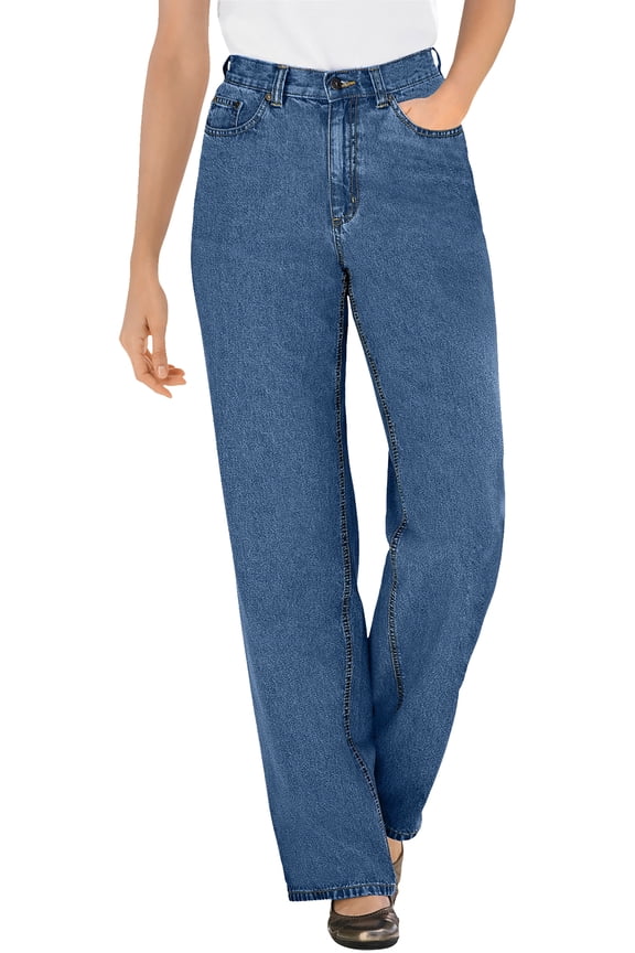 Plus Size Perfect Relaxed All-Cotton Denim Five-Pocket Jeans