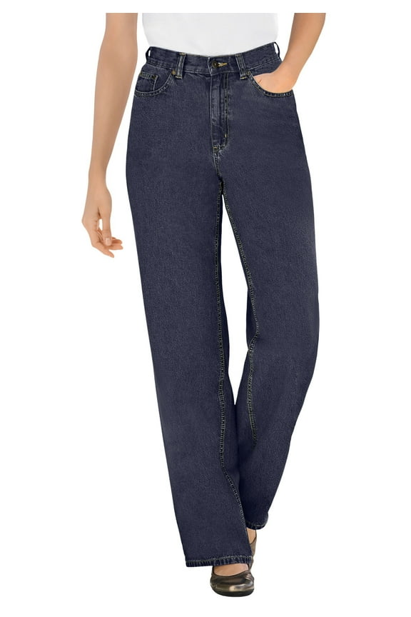 Plus Size Perfect Relaxed All-Cotton Denim Five-Pocket Jeans