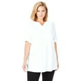 thumbnail image 1 of Woman Within Plus Size Perfect Roll-Tab-Sleeve Notch-Neck Tunic, 1 of 4