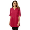 thumbnail image 1 of Woman Within Plus Size Perfect Roll-Tab-Sleeve Notch-Neck Tunic, 1 of 3