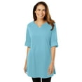 thumbnail image 1 of Woman Within Plus Size Perfect Roll-Tab-Sleeve Notch-Neck Tunic, 1 of 3