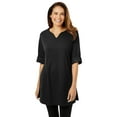 thumbnail image 1 of Woman Within Plus Size Perfect Roll-Tab-Sleeve Notch-Neck Tunic, 1 of 6