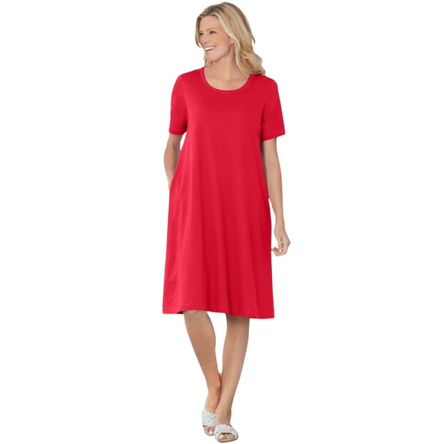 Woman Within Plus Size Perfect Short-Sleeve Crewneck Tee Dress