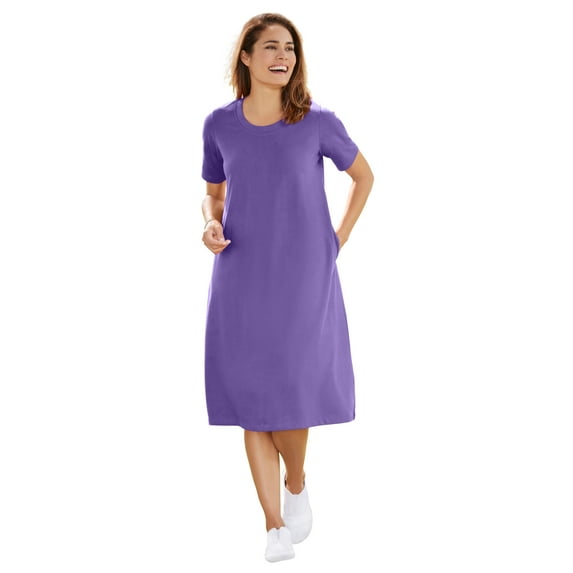 Woman Within Plus Size Perfect Short-Sleeve Crewneck Tee Dress
