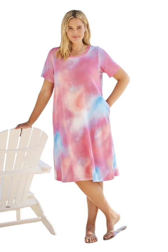 Plus Size Perfect Short-Sleeve Crewneck Tee Dress