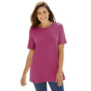 Woman Within Plus Size Petite Perfect Short-Sleeve Crewneck Cotton Tee