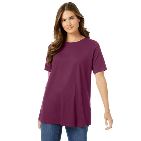 Woman Within Plus Size Perfect Short-Sleeve Crewneck Tee