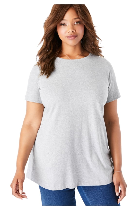 Plus Size Petite Perfect Short-Sleeve Crewneck Cotton Tee
