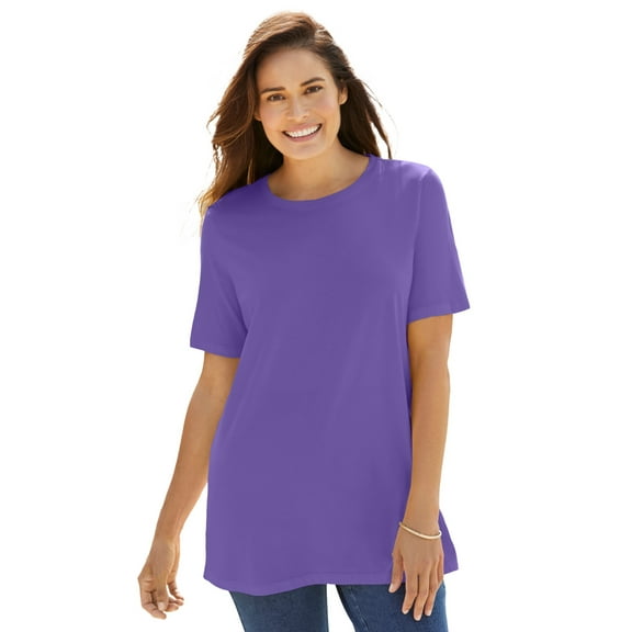 Woman Within Plus Size Perfect Short-Sleeve Crewneck Tee