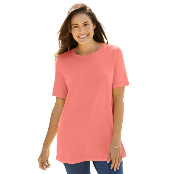 Woman Within Plus Size Perfect Short-Sleeve Crewneck Tee