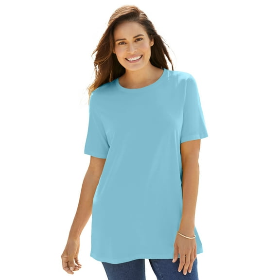 Woman Within Plus Size Perfect Short-Sleeve Crewneck Tee