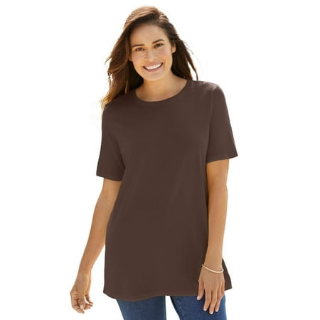 Woman Within Plus Size Petite Perfect Short-Sleeve Crewneck Cotton Tee