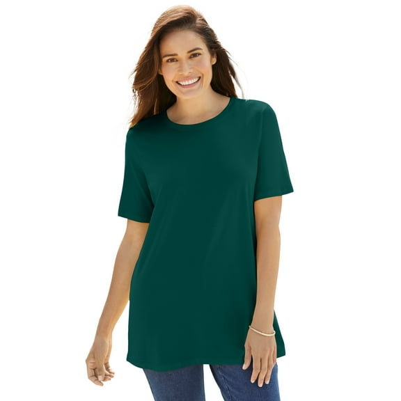 Woman Within Plus Size Perfect Short-Sleeve Crewneck Tee