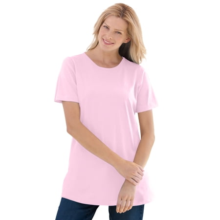 Woman Within Plus Size Petite Perfect Short-Sleeve Crewneck Cotton Tee