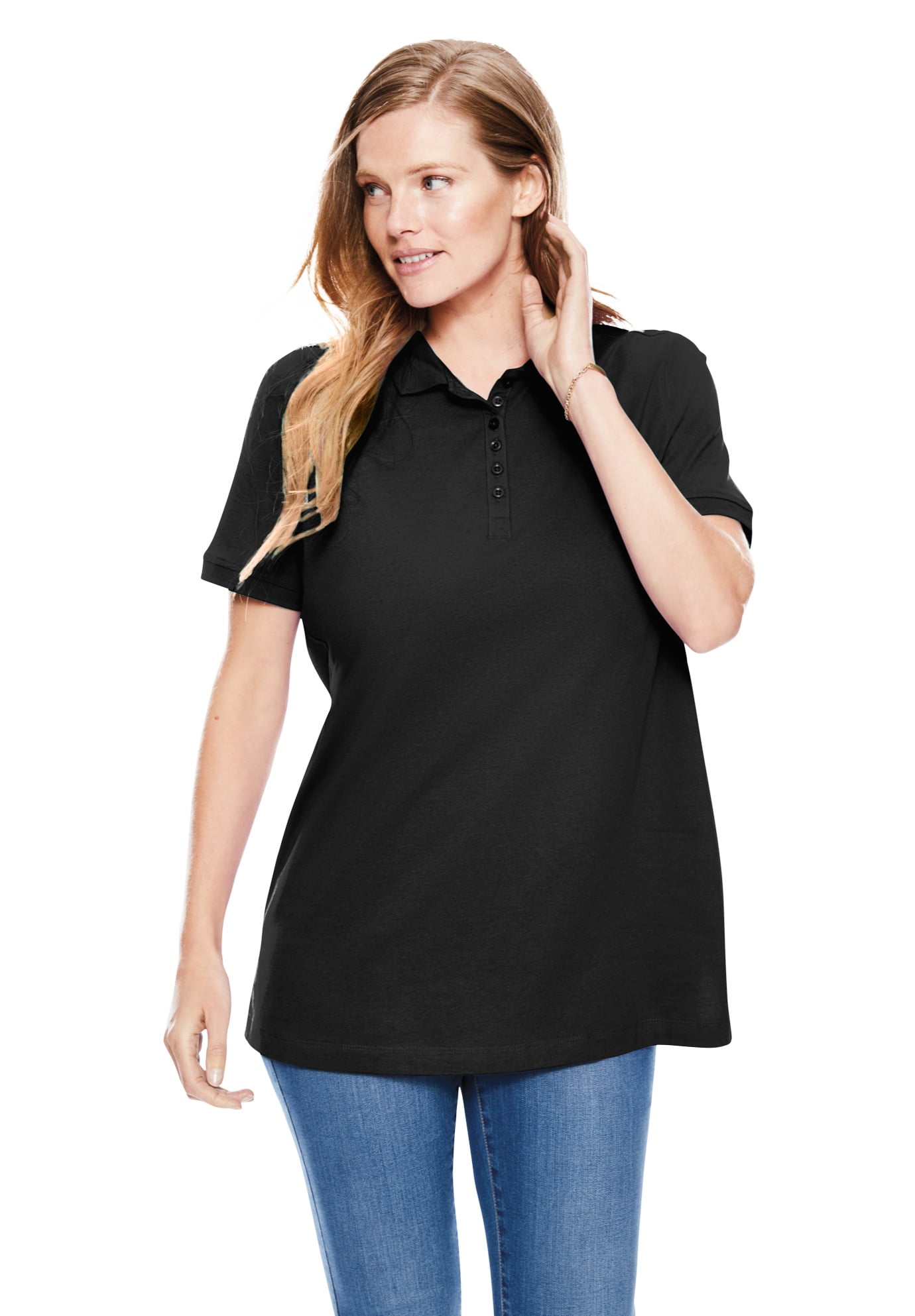 Black plus size polo shirt hotsell