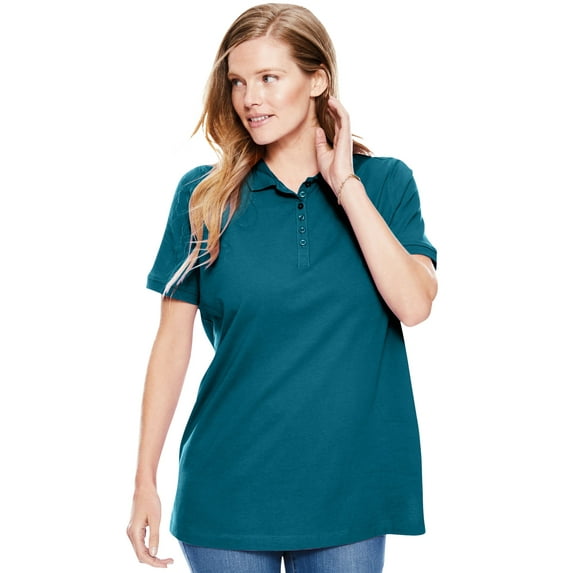 Woman Within Plus Size Perfect Short-Sleeve Polo Shirt