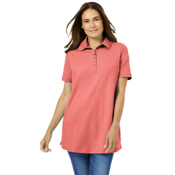 Woman Within Plus Size Perfect Short-Sleeve Polo Shirt