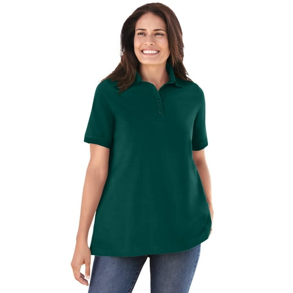 Woman Within Plus Size Perfect Short-Sleeve Polo Shirt