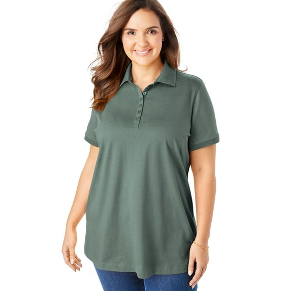 Woman Within Plus Size Perfect Short-Sleeve Polo Shirt